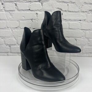 Steve Madden ROOKIE Black Ankle Booties Croc 3.5" Block Heel Size 9 Leather Goth